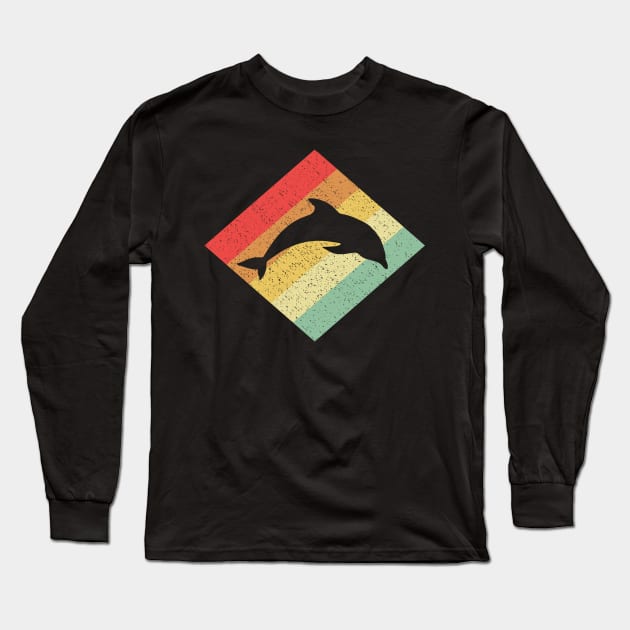 Retro Vintage 80s Dolphin Gift For Dolphin Lovers Long Sleeve T-Shirt by OceanRadar